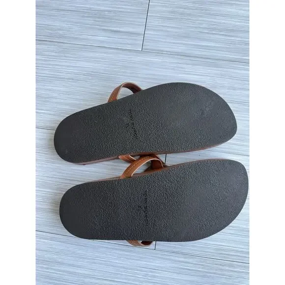 Tory Burch Brown Leather Thong Sandals Slip On Women's 8.5 - Picture 3 of 8